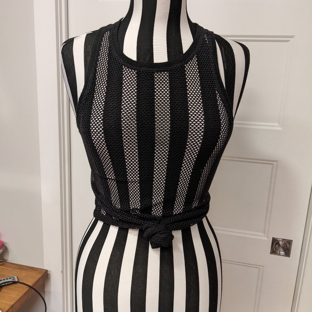Out from under racer back mesh crop top